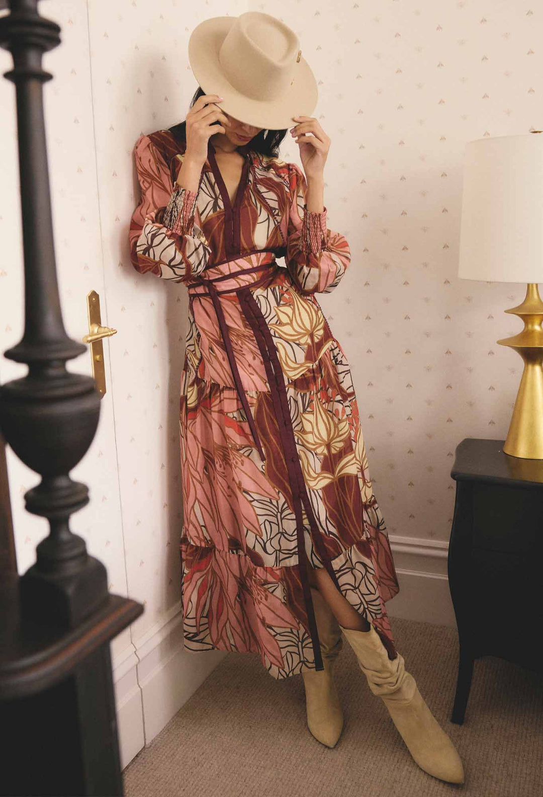 OnceWas Liliana Cottion Silk Printed Maxi Dress in Cathedral Botanic