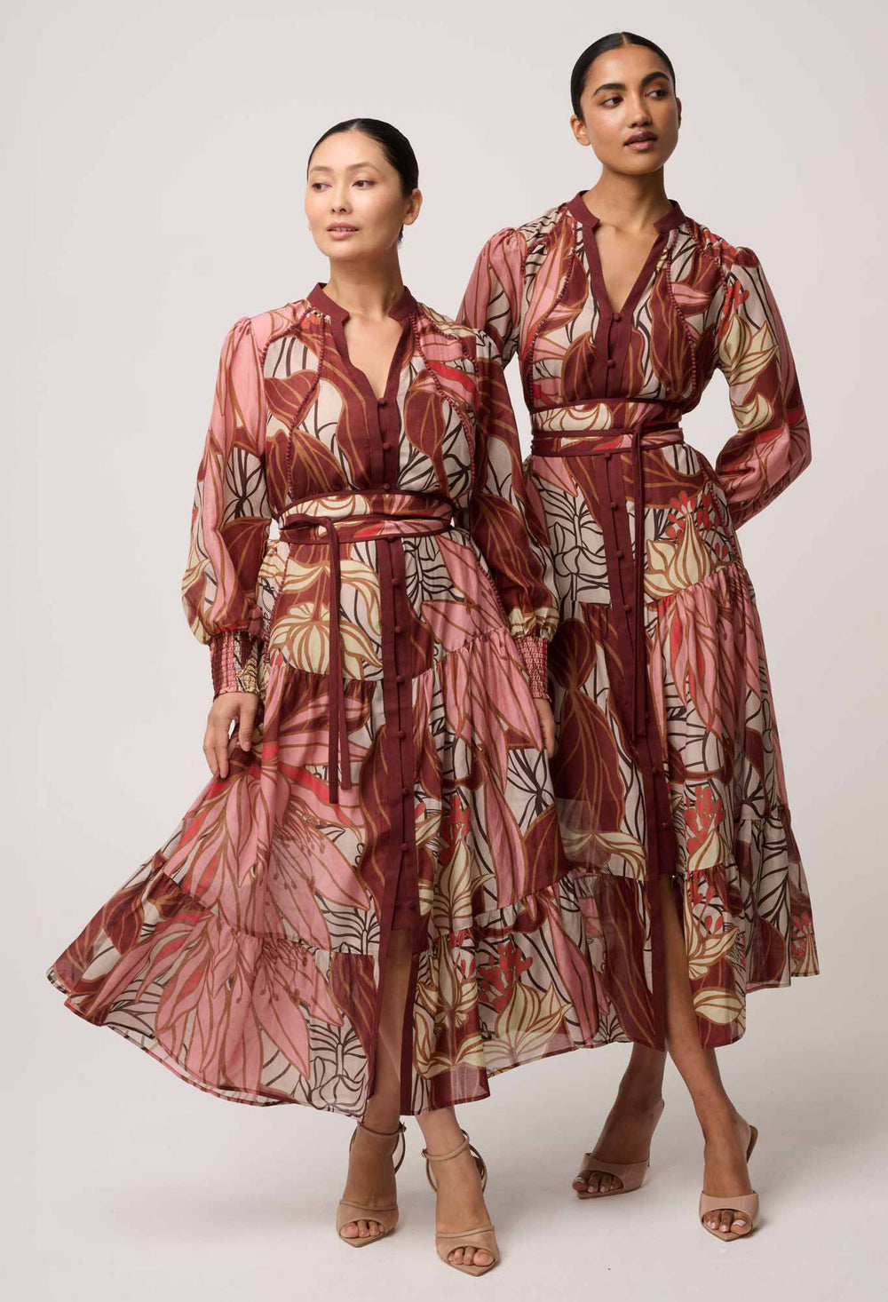 UNDER 5'4 Liliana Cotton Silk Printed Maxi Dress in Cathedral Botanic