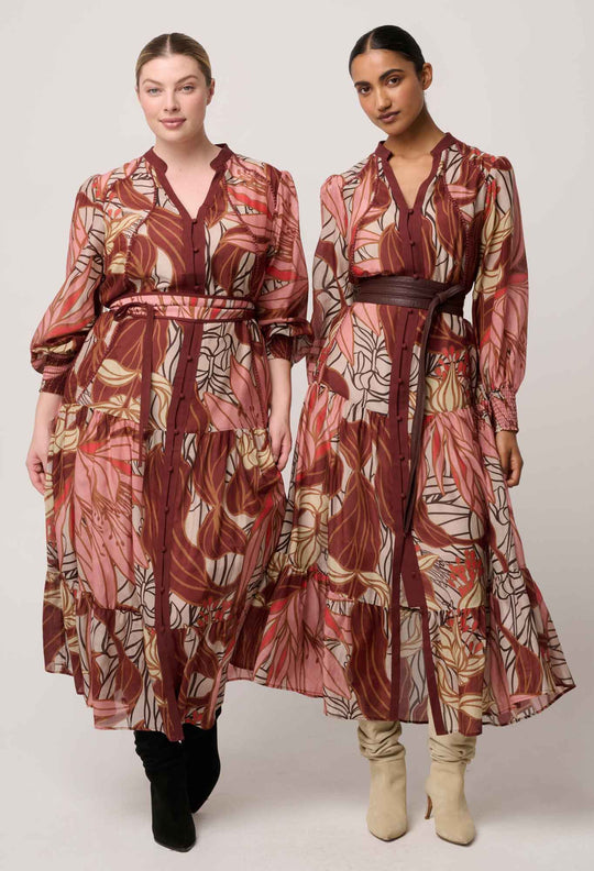 OnceWas Liliana Cottion Silk Printed Maxi Dress in Cathedral Botanic