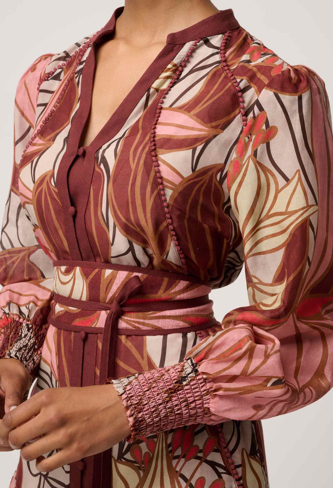 UNDER 5'4 Liliana Cotton Silk Printed Maxi Dress in Cathedral Botanic