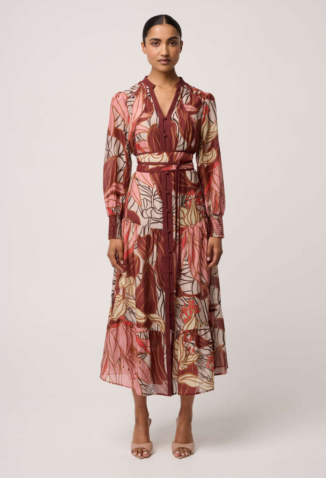 OnceWas Liliana Cottion Silk Printed Maxi Dress in Cathedral Botanic