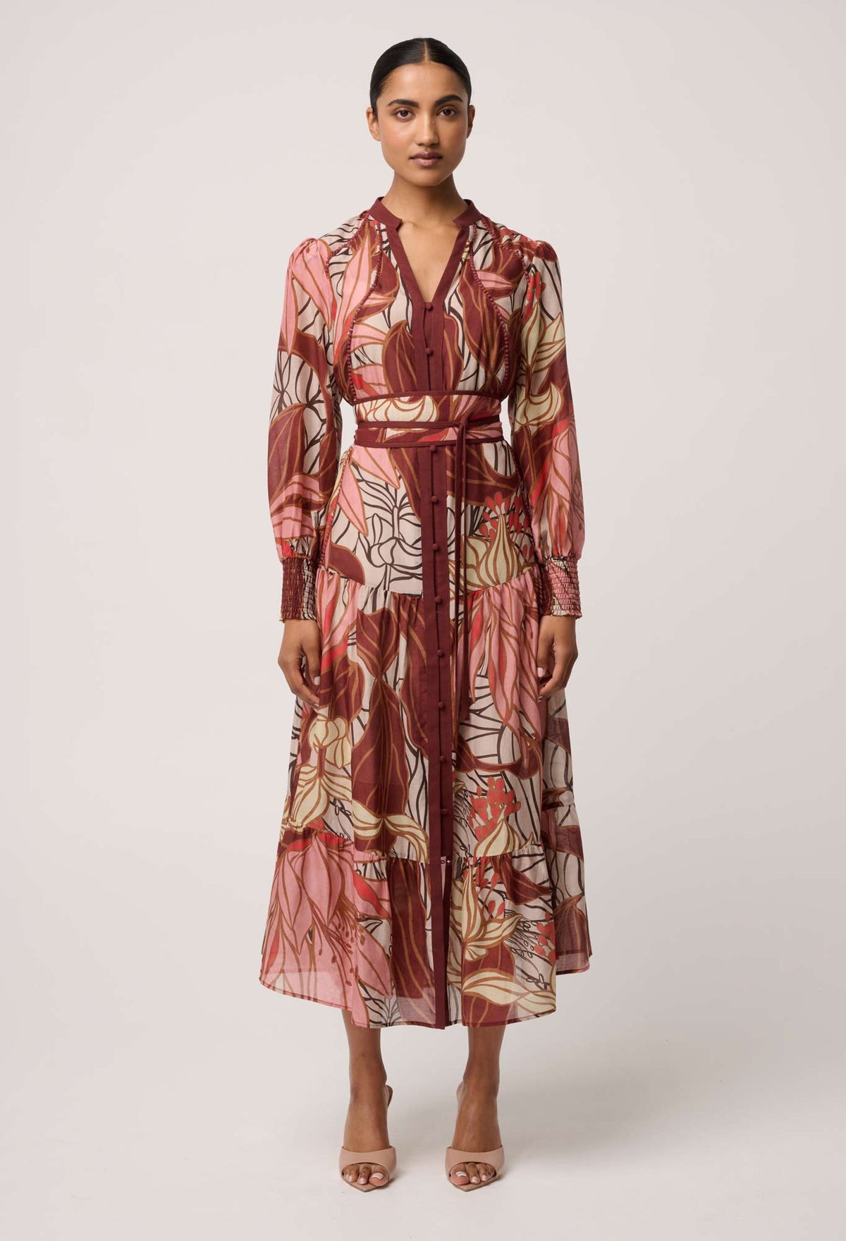 OnceWas Liliana Cottion Silk Printed Maxi Dress in Cathedral Botanic
