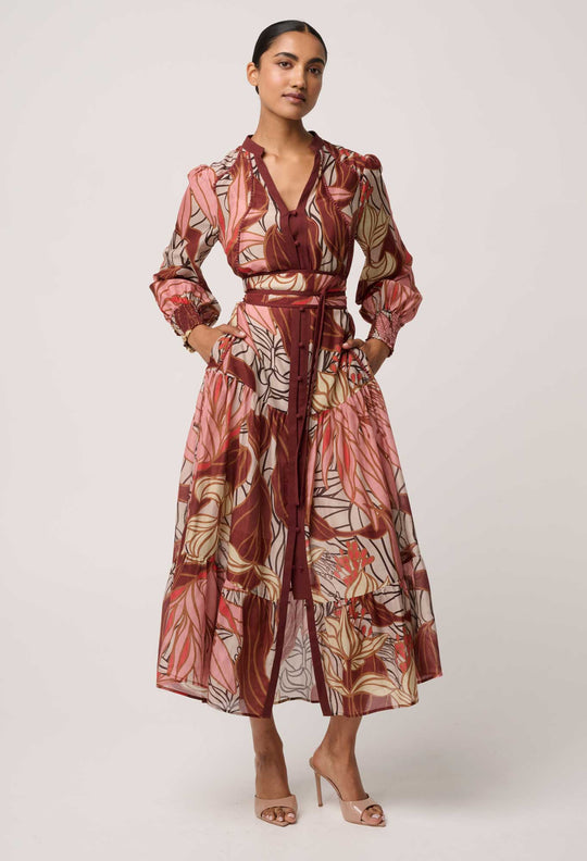 OnceWas Liliana Cottion Silk Printed Maxi Dress in Cathedral Botanic