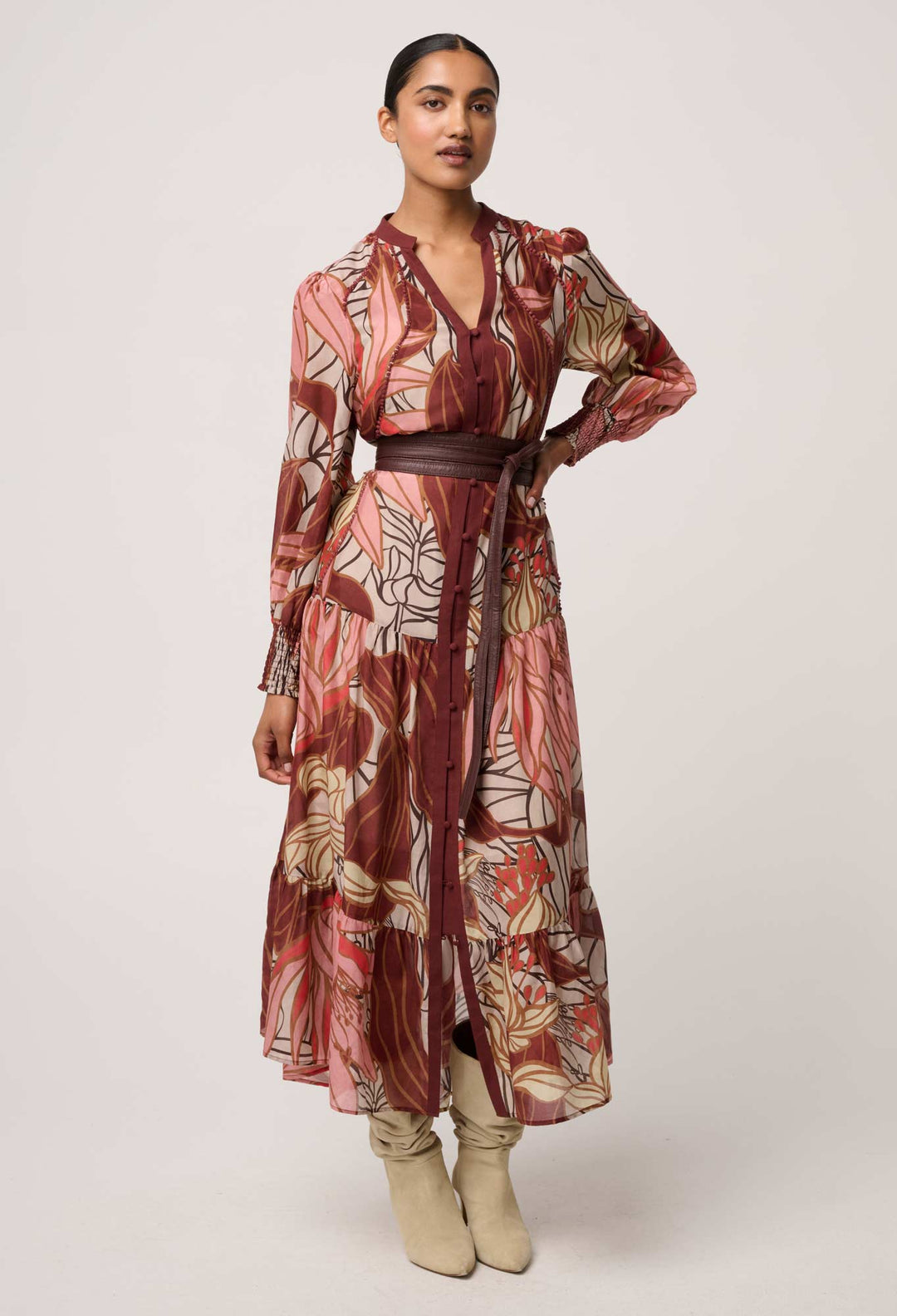 OnceWas Liliana Cottion Silk Printed Maxi Dress in Cathedral Botanic