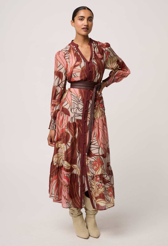 OnceWas Liliana Cottion Silk Printed Maxi Dress in Cathedral Botanic