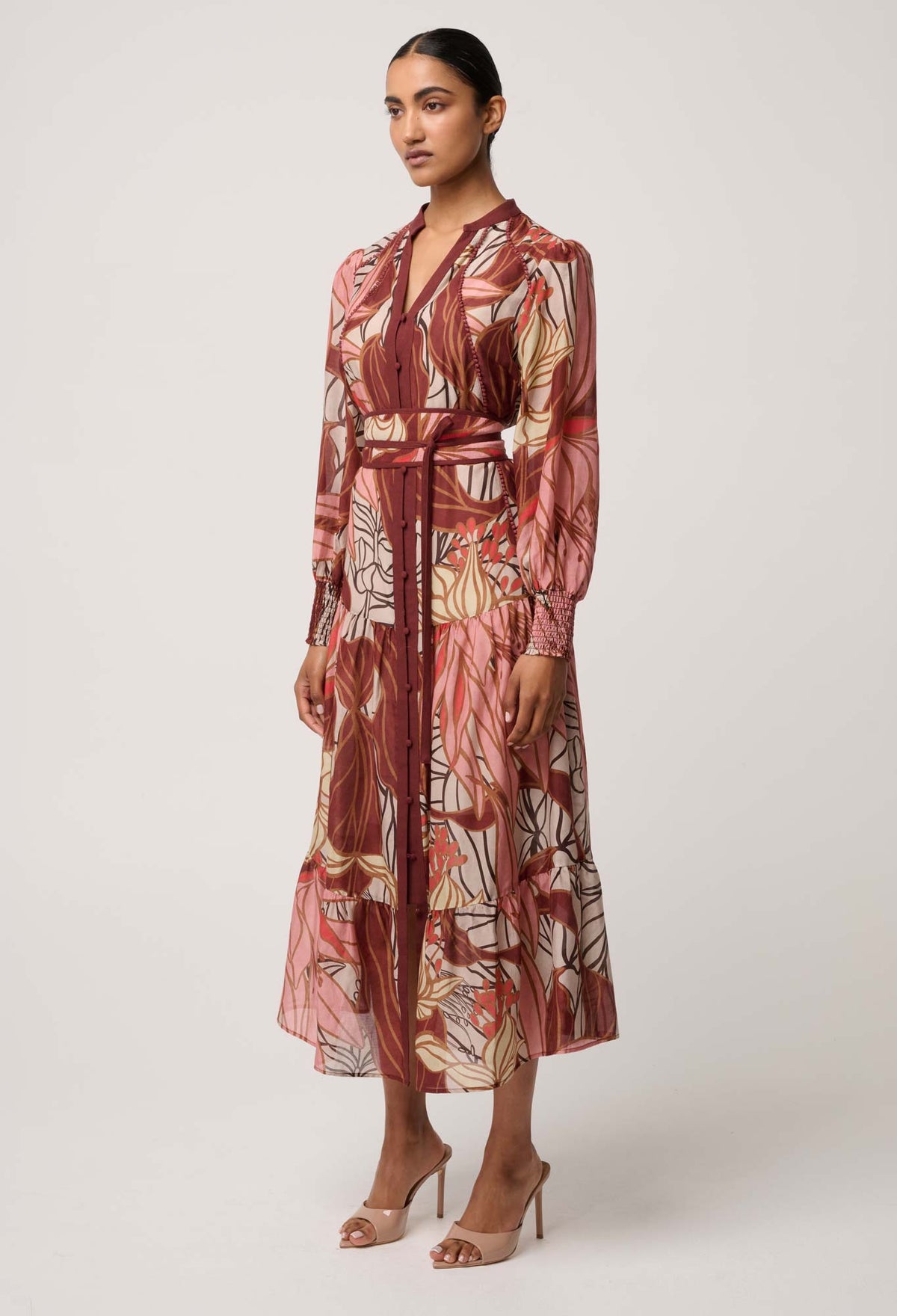 OnceWas Liliana Cottion Silk Printed Maxi Dress in Cathedral Botanic