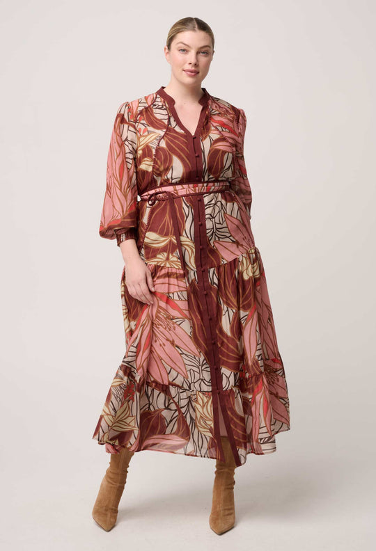 OnceWas Liliana Cottion Silk Printed Maxi Dress in Cathedral Botanic