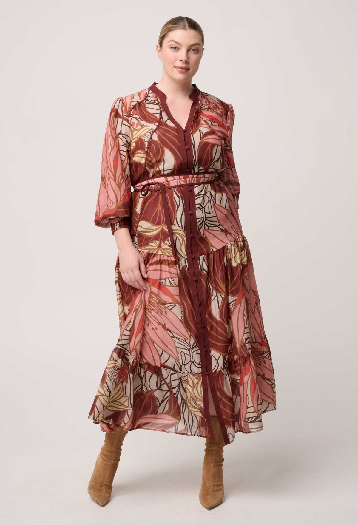 OnceWas Liliana Cottion Silk Printed Maxi Dress in Cathedral Botanic