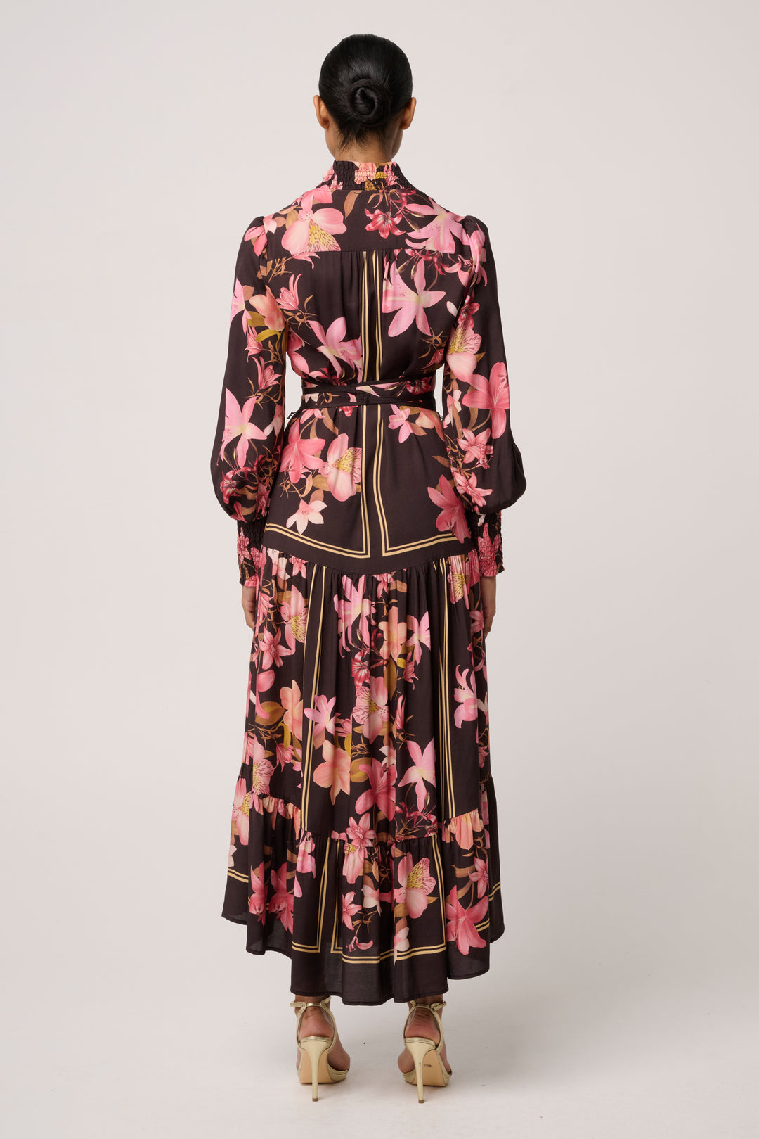 Adine Linen Viscose Printed Maxi Dress in Obsidian Bloom