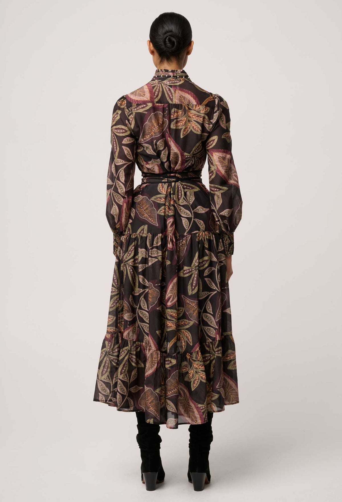 OnceWas Wanderlust Pearl Embellished Maxi Dress in Dark Tropique
