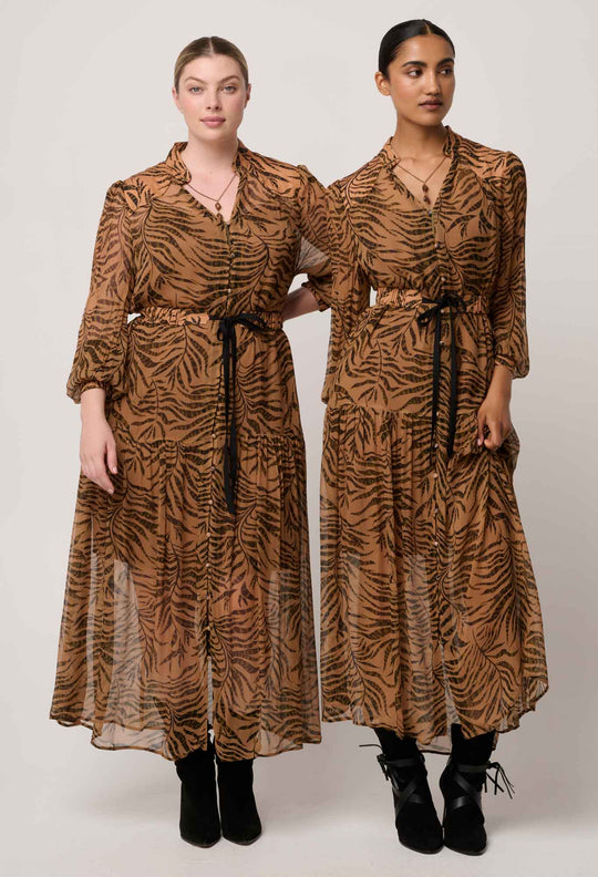 OnceWas Solene Sheer Viscose Midi Dress in Exotica
