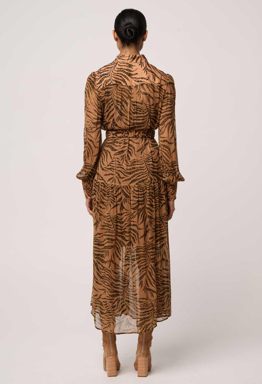 OnceWas Solene Sheer Viscose Midi Dress in Exotica