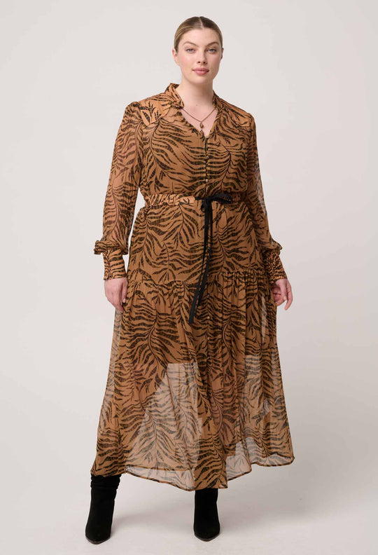 OnceWas Solene Sheer Viscose Midi Dress in Exotica