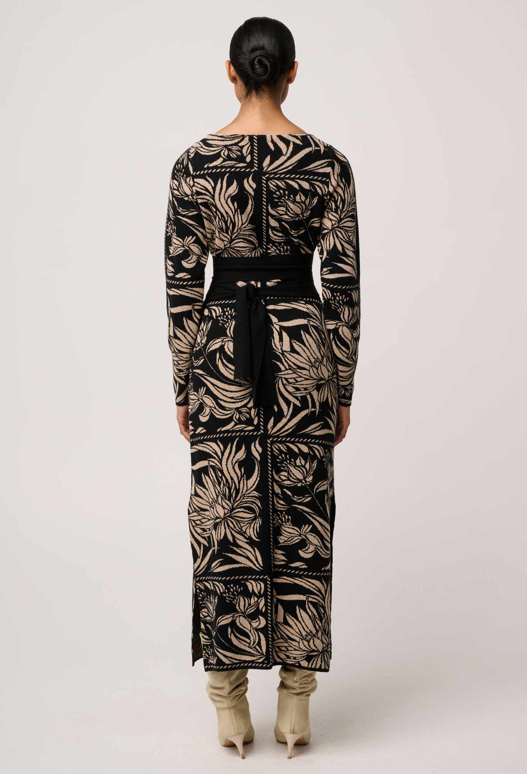 OnceWas Wanderer Merino Wool Blend Floral Knit Dress in Flora Deco