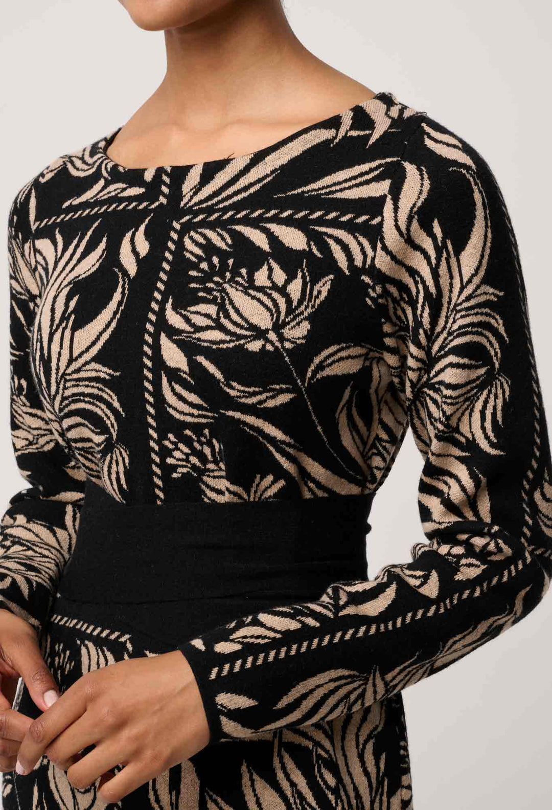 OnceWas Wanderer Merino Wool Blend Floral Knit Dress in Flora Deco