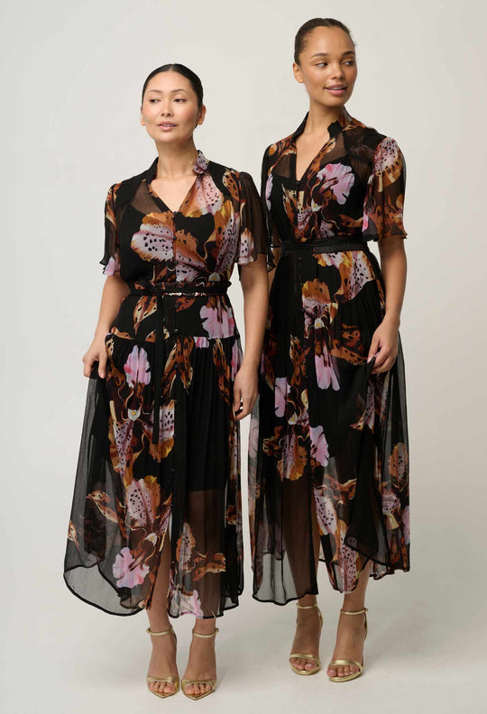 UNDER 5'4 Ceres Sheer Viscose Dress in Sunset Orchid