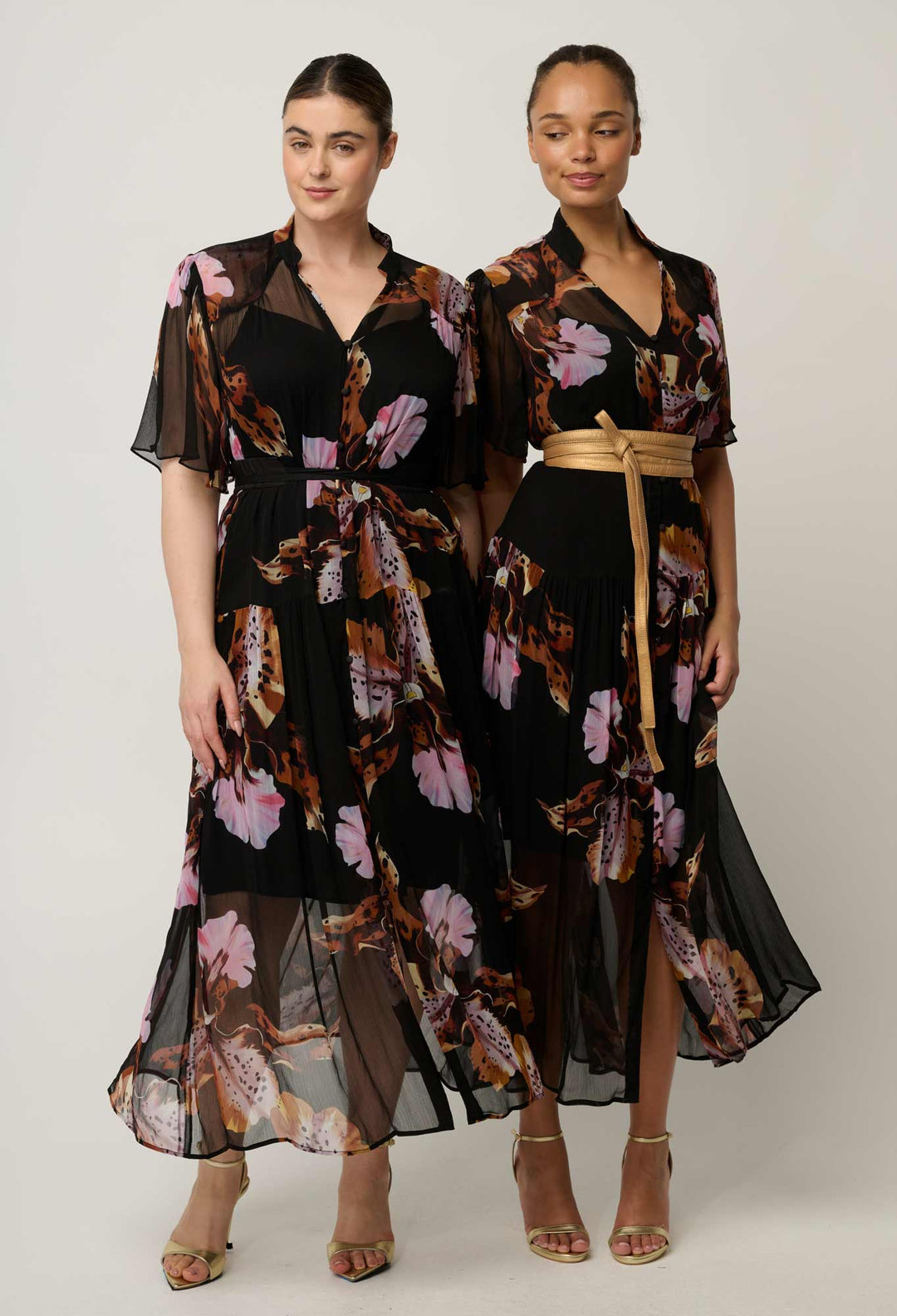 Ceres Sheer Viscose Chiffon Dress in Sunset Orchid