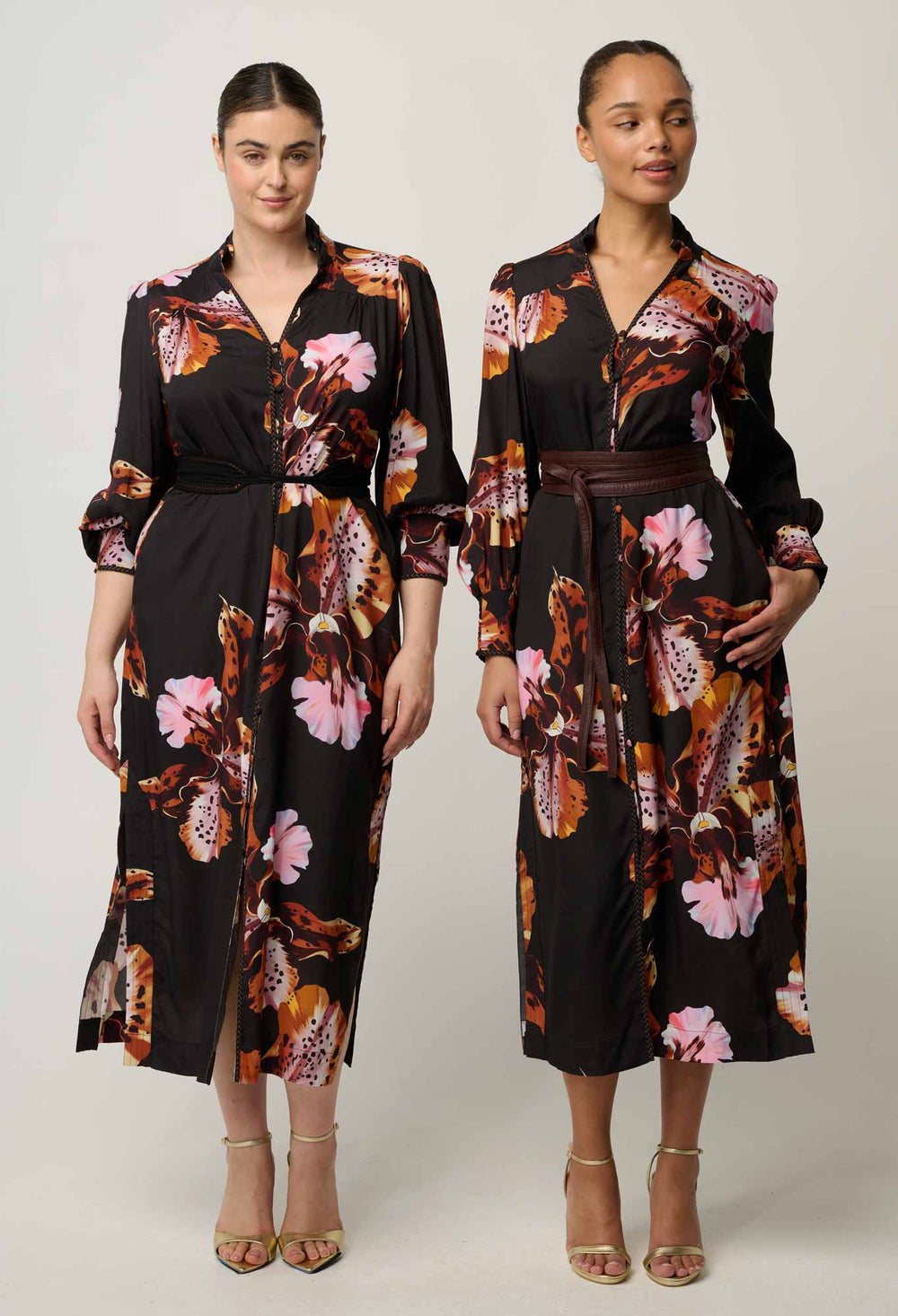 Meredith Viscose Column Midi Dress in Sunset Orchid