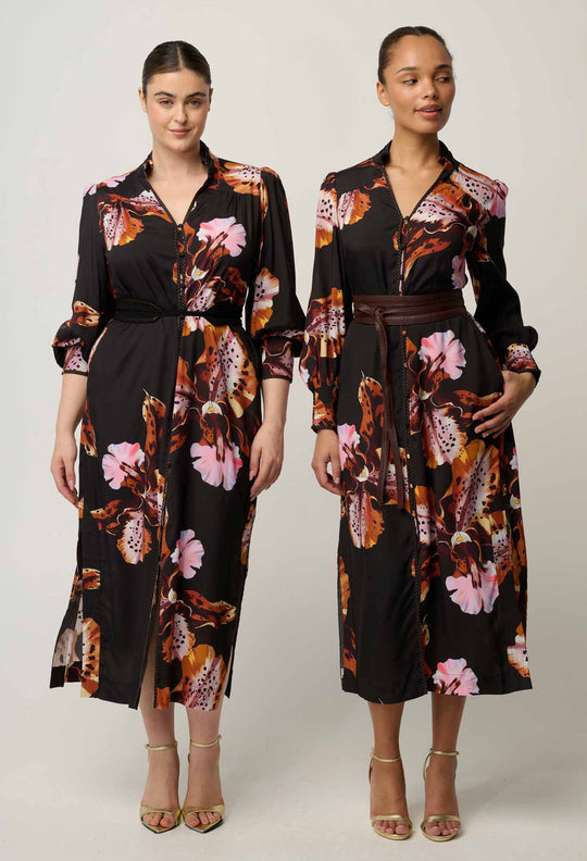 Meredith Viscose Column Midi Dress in Sunset Orchid