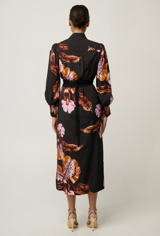 Meredith Viscose Column Midi Dress in Sunset Orchid