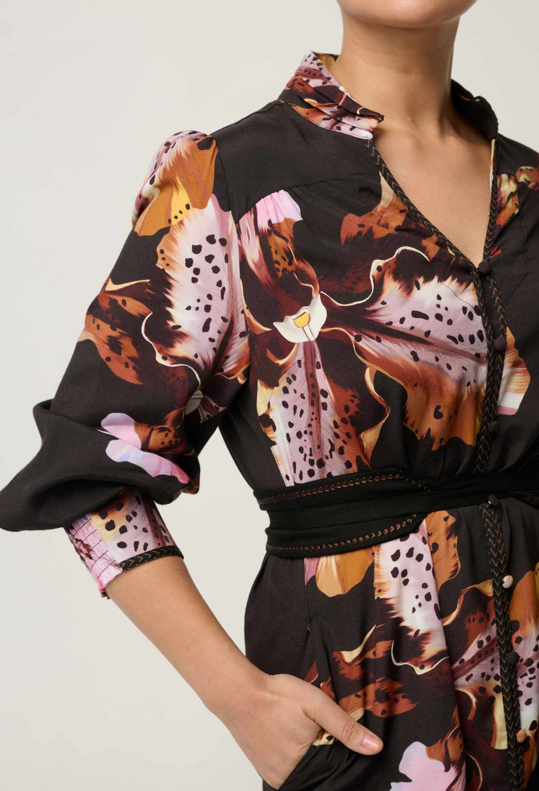 Meredith Viscose Column Midi Dress in Sunset Orchid