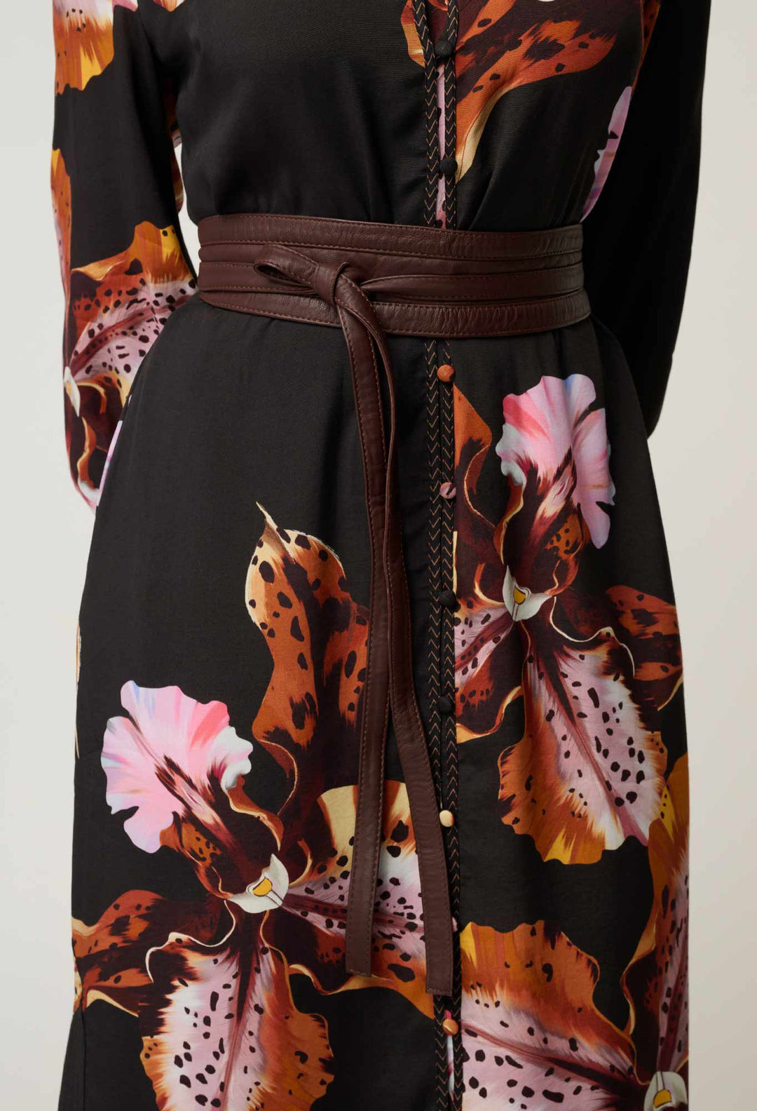 UNDER 5'4 Meredith Viscose Faille Midi Dress in Sunset Orchid