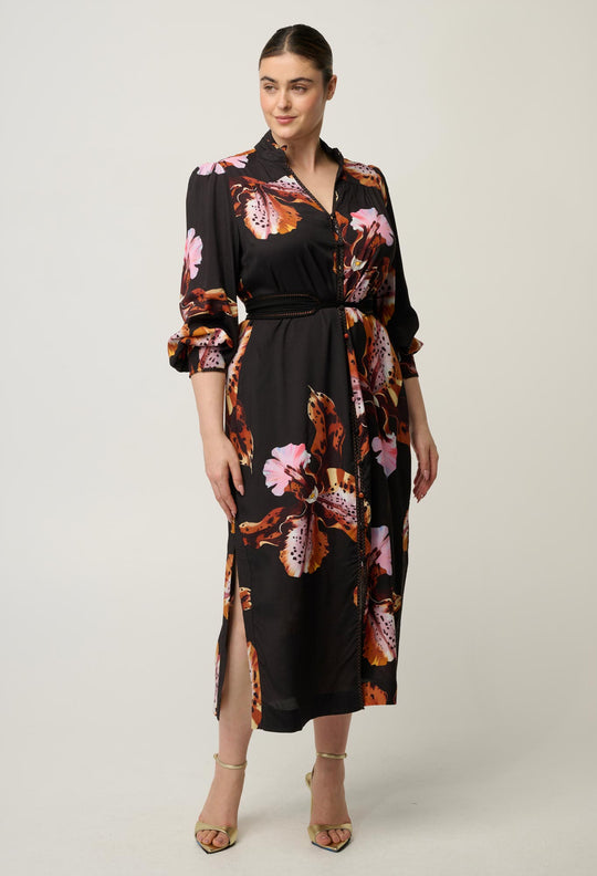 Meredith Viscose Column Midi Dress in Sunset Orchid