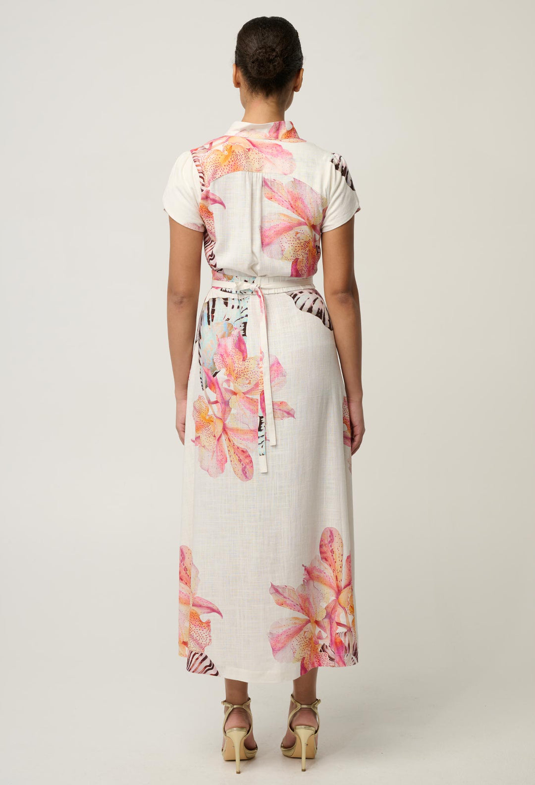 Cattleya Linen Viscose Smock Maxi Dress in Nautilus Bloom