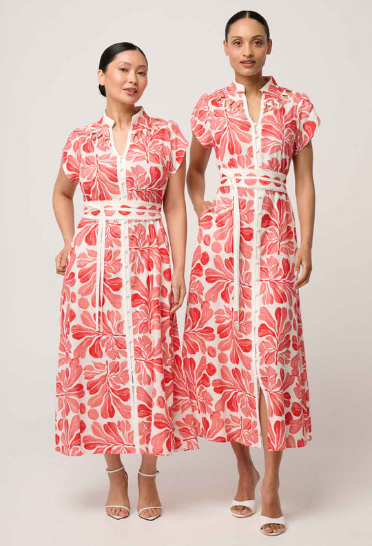 UNDER 5'4 Cattleya Linen Viscose Smock Maxi Dress in Soleil Pavilion