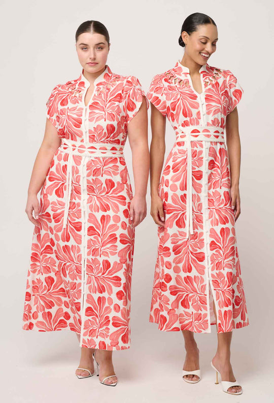 Cattleya Linen Viscose Smock Maxi Dress in Soleil Pavilion