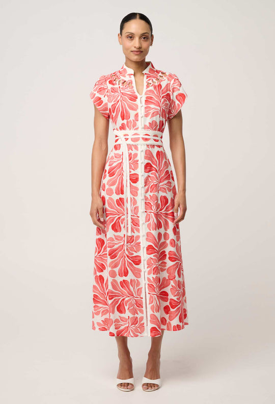 Cattleya Linen Viscose Smock Maxi Dress in Soleil Pavilion