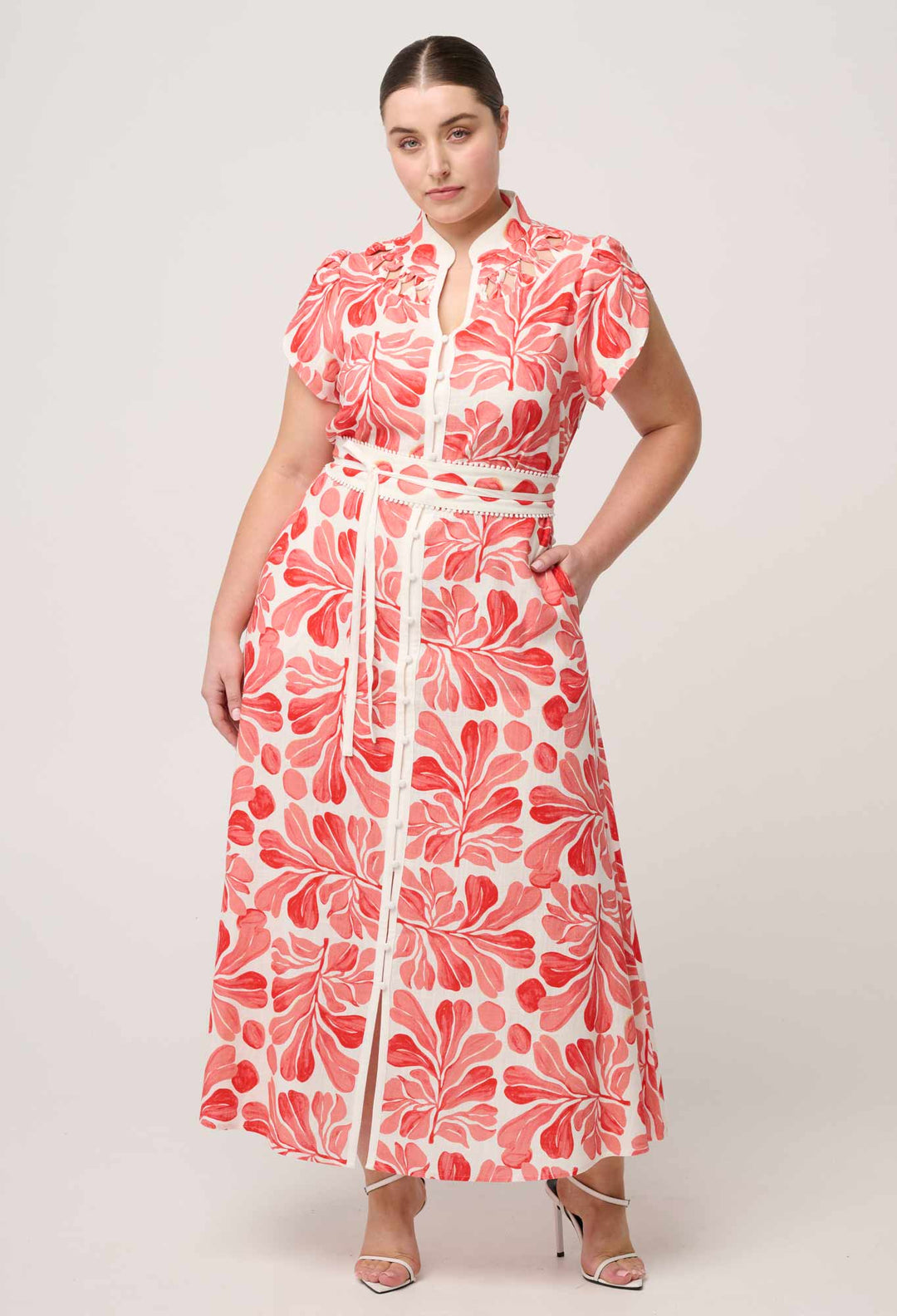 Cattleya Linen Viscose Smock Maxi Dress in Soleil Pavilion