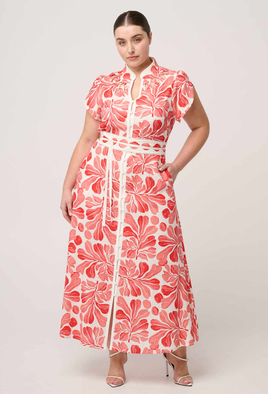 Cattleya Linen Viscose Smock Maxi Dress in Soleil Pavilion