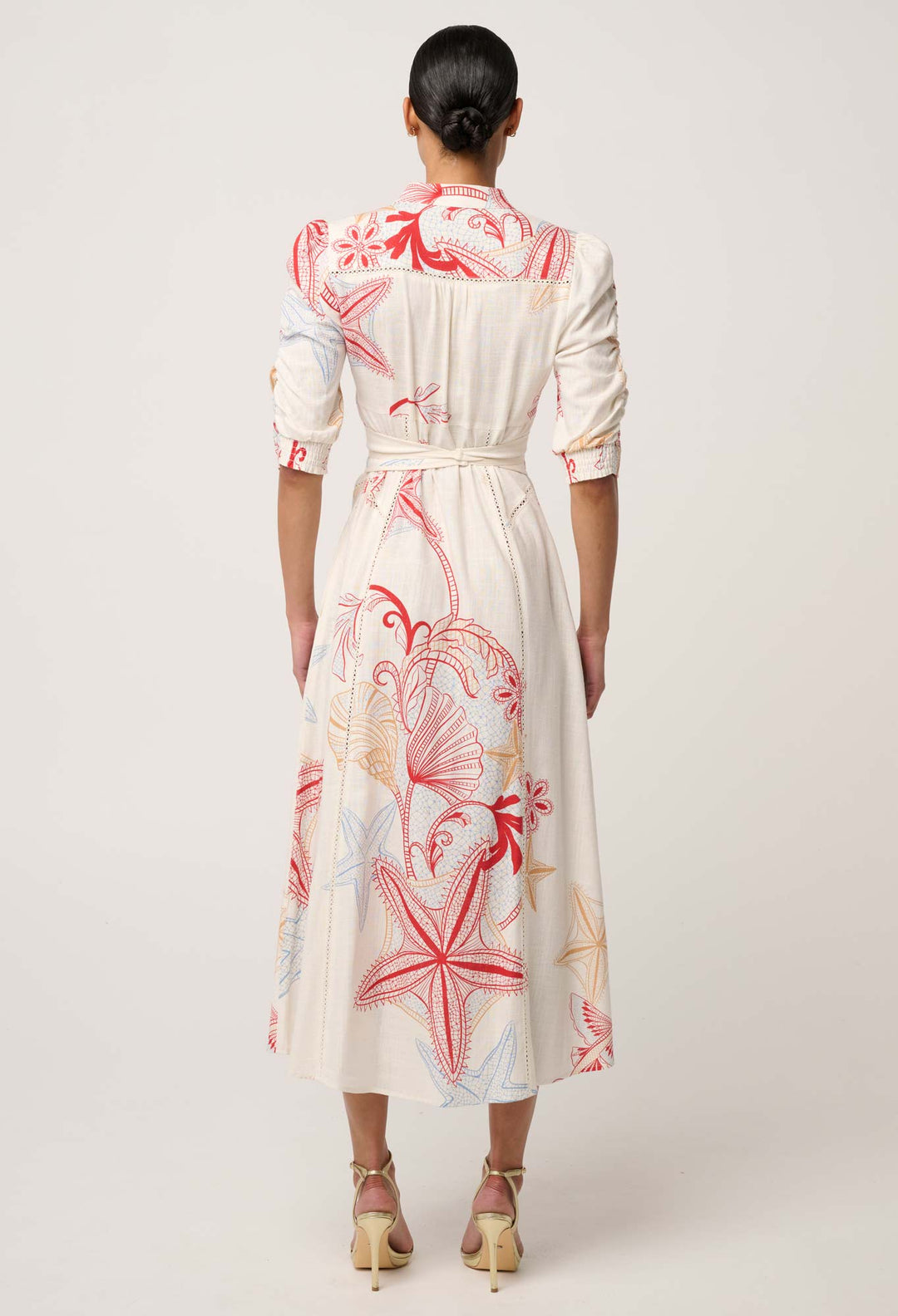 Xenia Viscose Linen Lace Trim Dress in Maritime Jewel