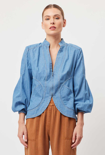 OnceWas Jolie Cotton Jacket in Denim