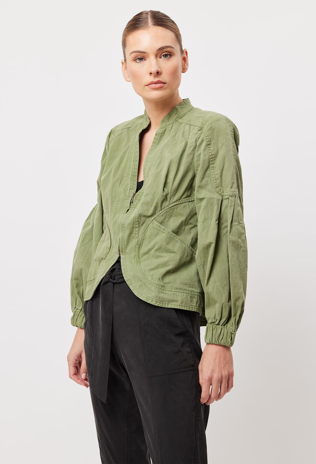 OnceWas Jolie Cotton Jacket in Sage