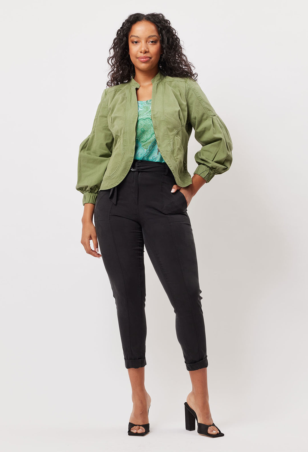 OnceWas Jolie Cotton Jacket in Sage