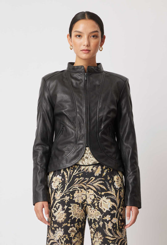 OnceWas Harmony Leather Jacket in Black