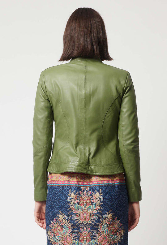 Harmony Leather Jacket in Sage