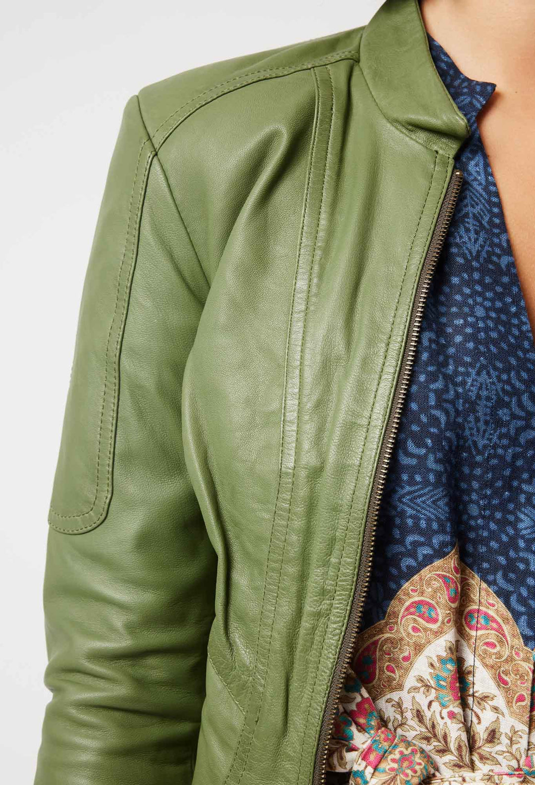 Harmony Leather Jacket in Sage