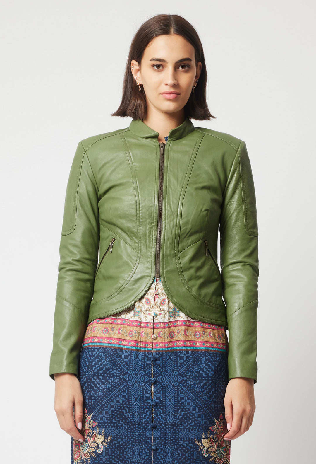 Harmony Leather Jacket in Sage