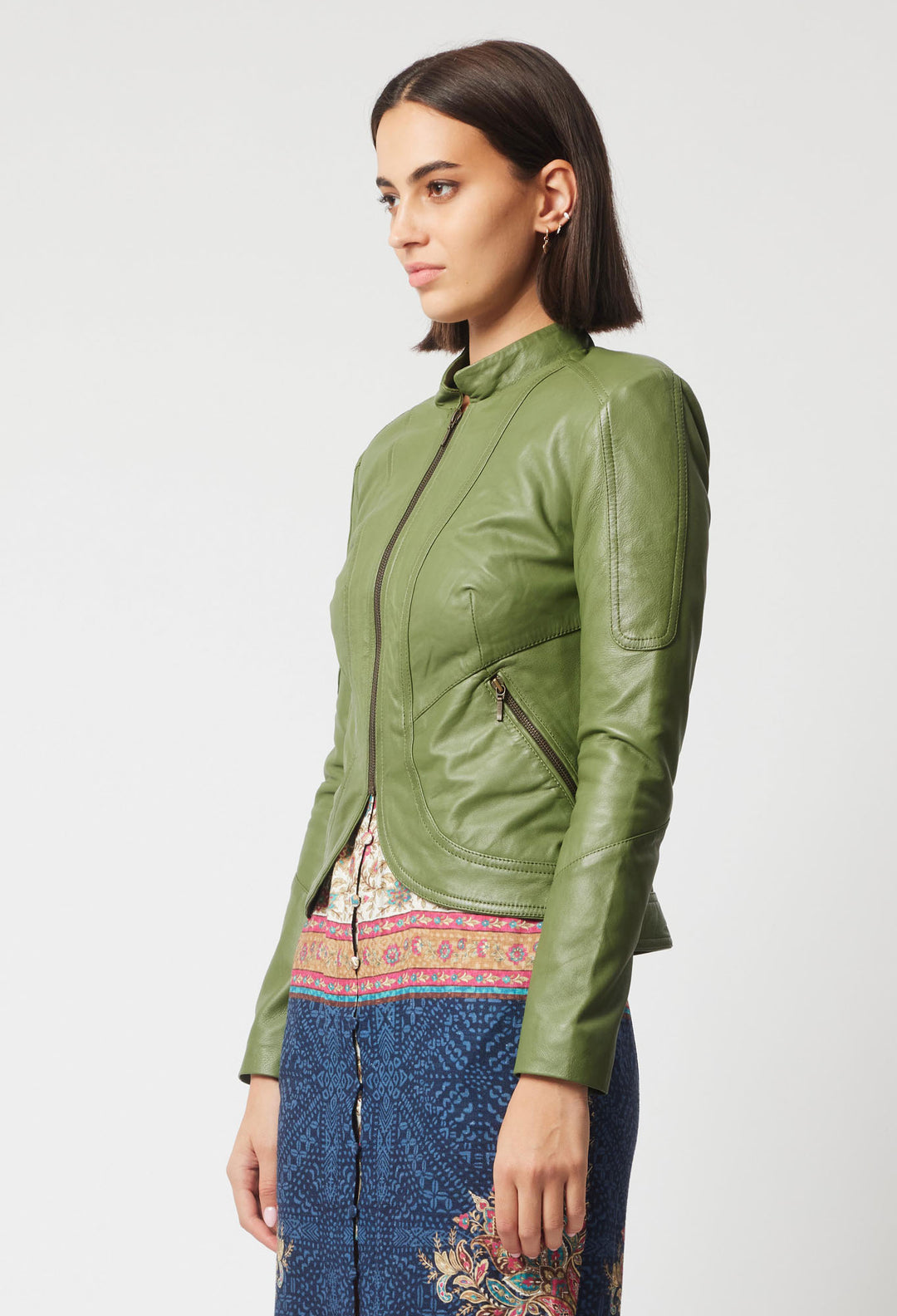 Harmony Leather Jacket in Sage