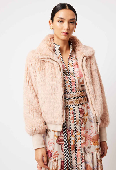 Tallitha Faux Fur Jacket in Rosewater