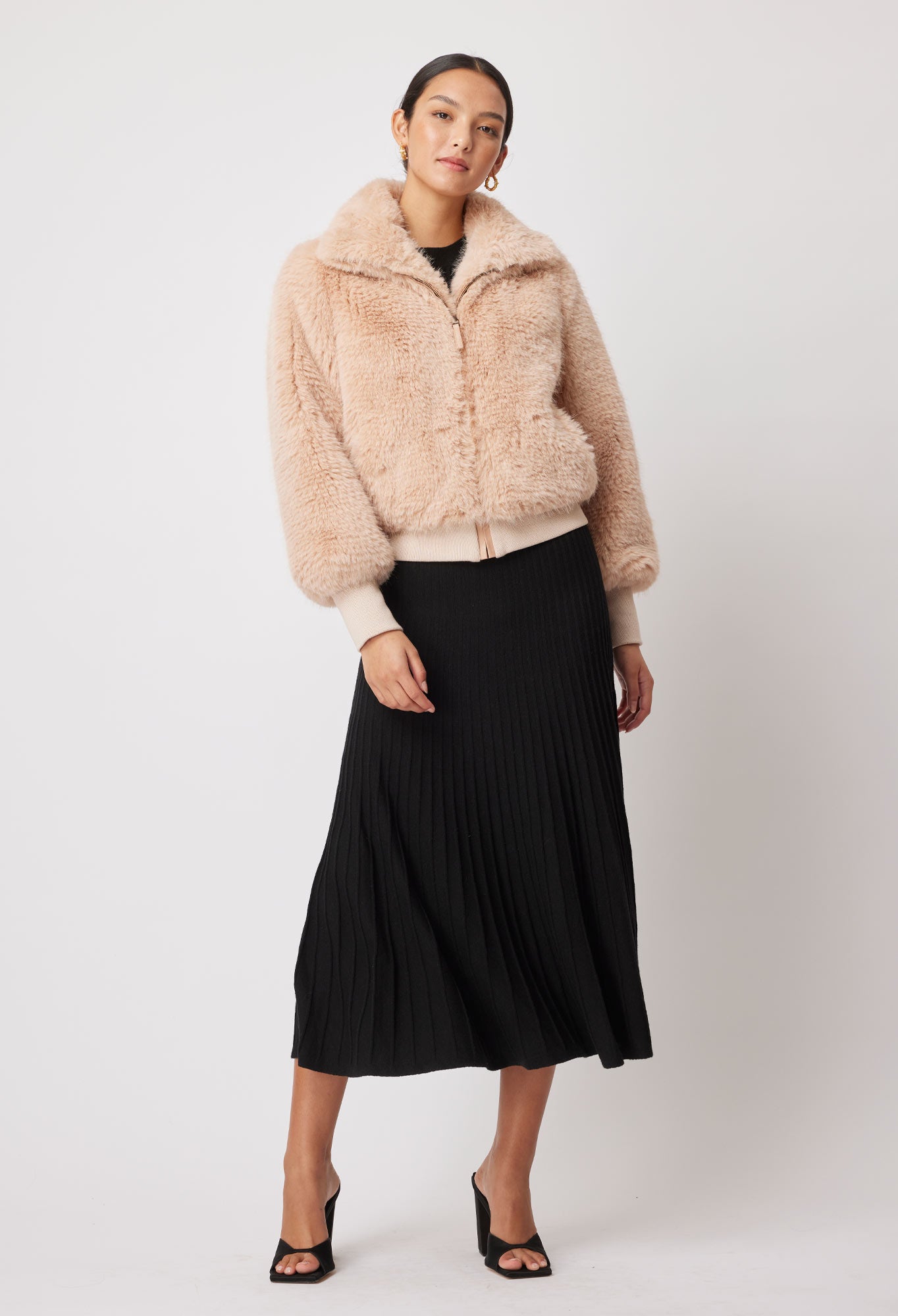 OnceWas Tallitha Faux Fur Jacket in Rosewater