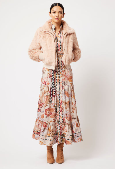 Tallitha Faux Fur Jacket in Rosewater