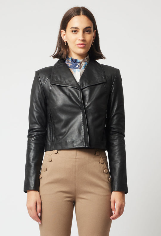 OnceWas Chiara Leather Jacket in Black