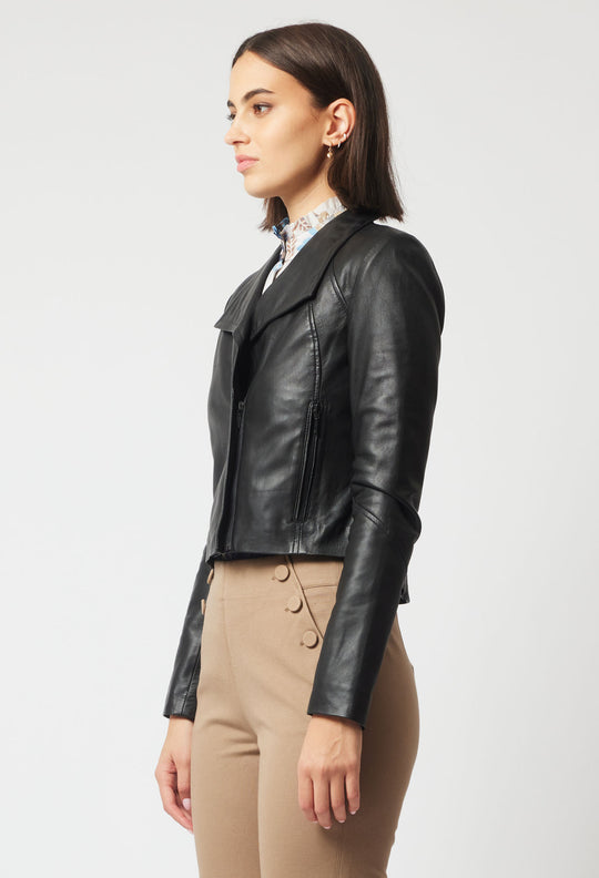 OnceWas Chiara Leather Jacket in Black