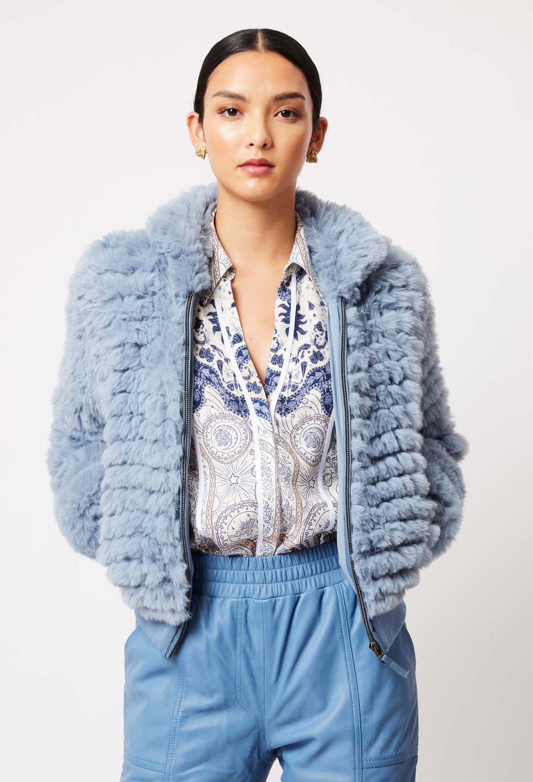 Tallitha Faux Fur Jacket in Sky