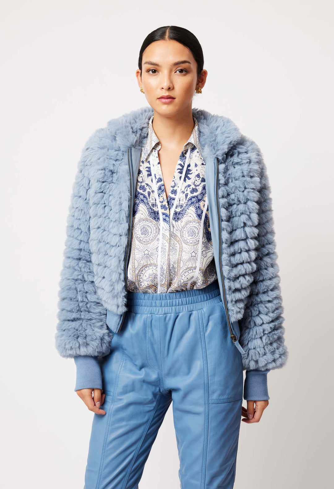 Tallitha Faux Fur Jacket in Sky