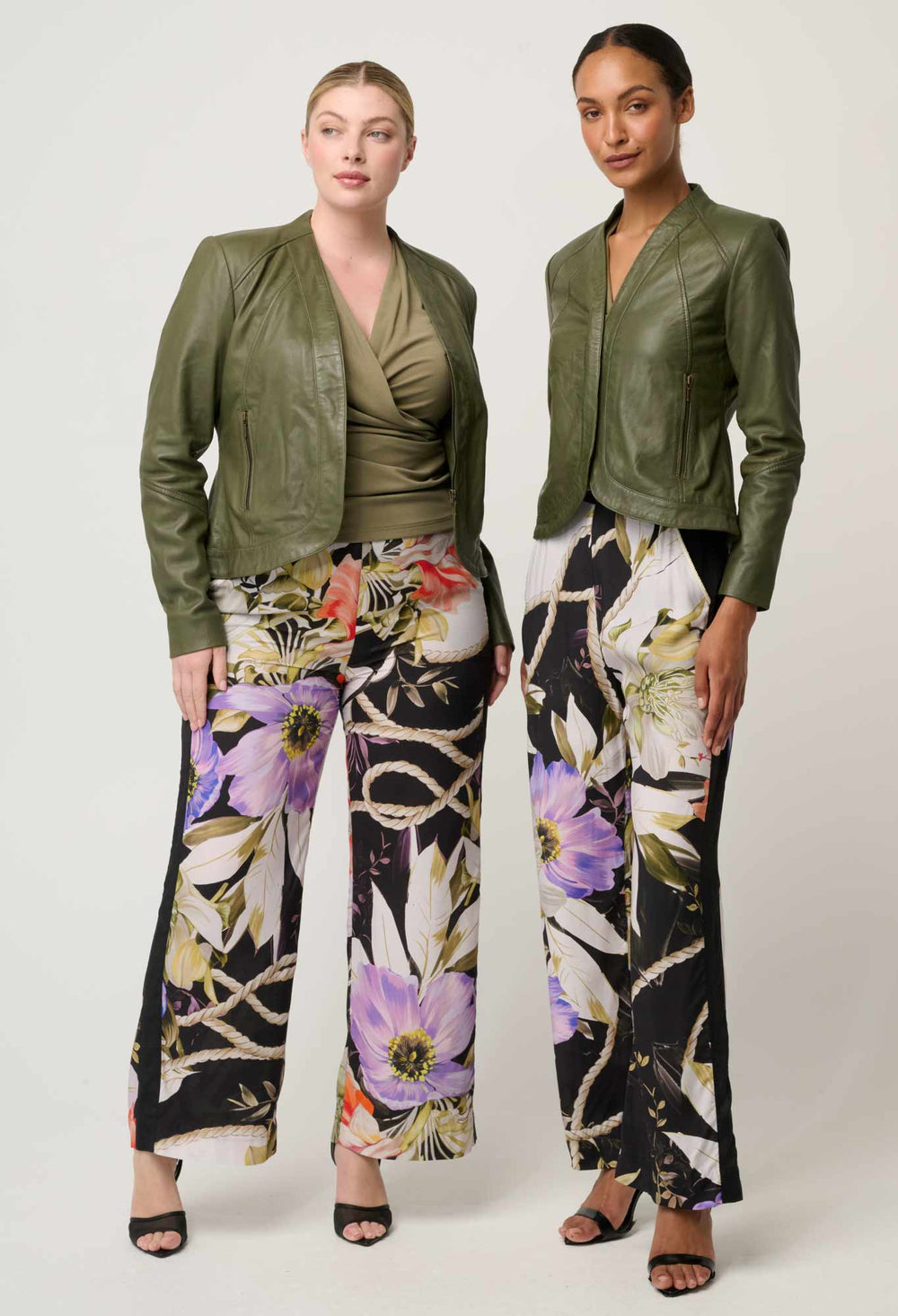 Nova Leather Curved Hem Jacket in Moss